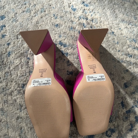 NEW Schutz Nappa Leather Heel Sandal in very pink size 7 - Picture 5 of 5
